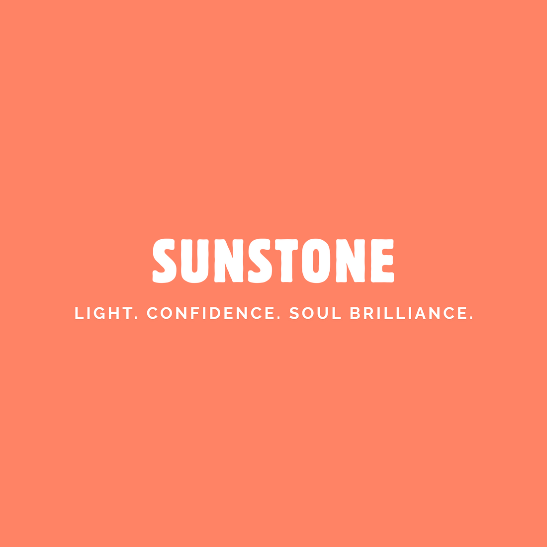 Sunstone crystal meaning graphic with text: Light, Confidence, Soul Brilliance – Azenway