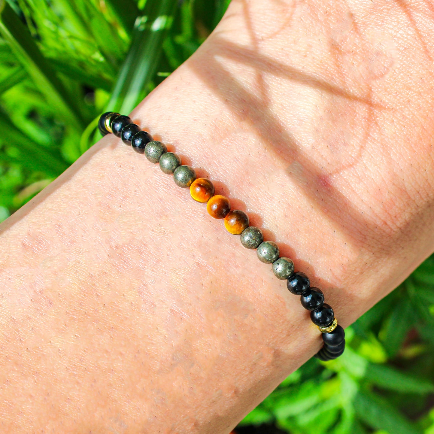 Max EMF Protection Healing Crystal Energy Bracelet with 4mm Natural Gemstones and 14K Gold-Filled Hypoallergenic Beads