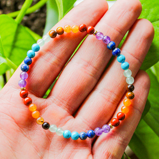 7 Chakra Crystal Energy Bracelet with Hypoallergenic 14k Gold Filled Beads