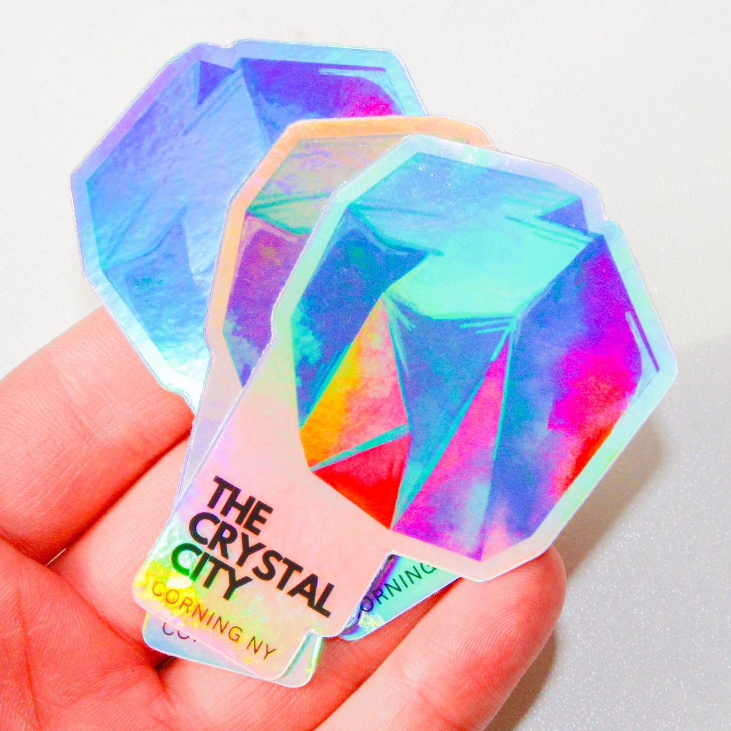 3-inch mystical vinyl sticker featuring ethereal crystal and floral artwork, inspired by the spiritual charm of Corning, NY – waterproof and perfect for water bottles, journals, or laptops