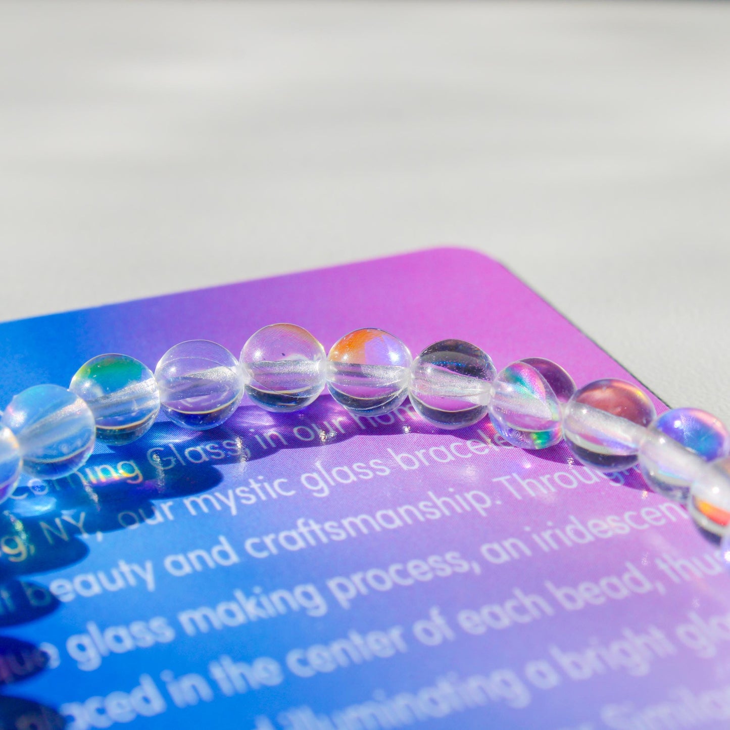 Enchanting Mystic Glass Healing Bracelet Iridescent 6mm Beads with Hypoallergenic 925 Sterling Silver Bead