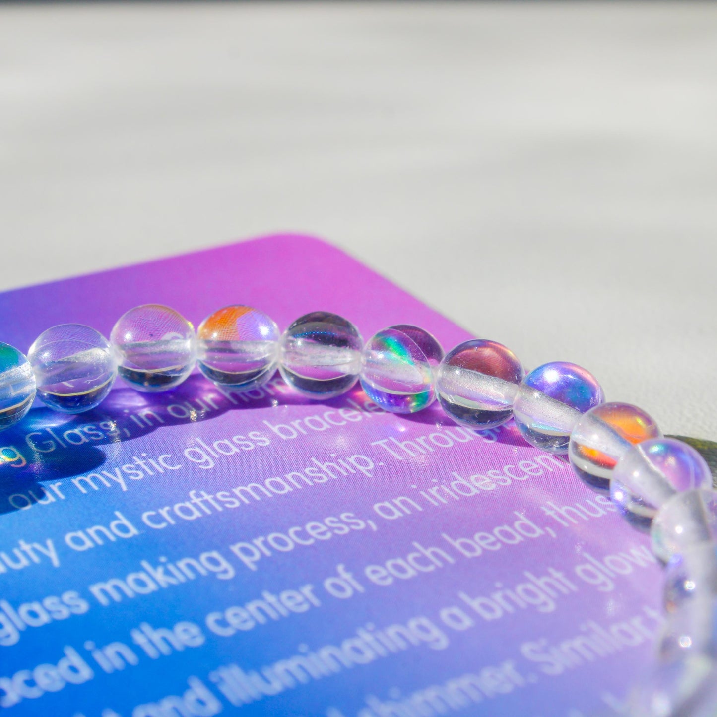 Enchanting Mystic Glass Healing Bracelet Iridescent 6mm Beads with Hypoallergenic 925 Sterling Silver Bead