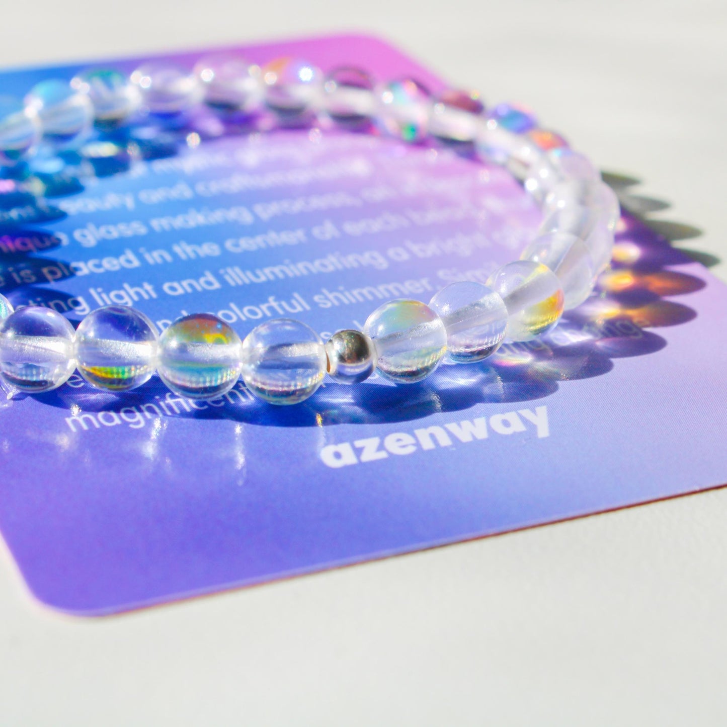 Enchanting Mystic Glass Healing Bracelet Iridescent 6mm Beads with Hypoallergenic 925 Sterling Silver Bead