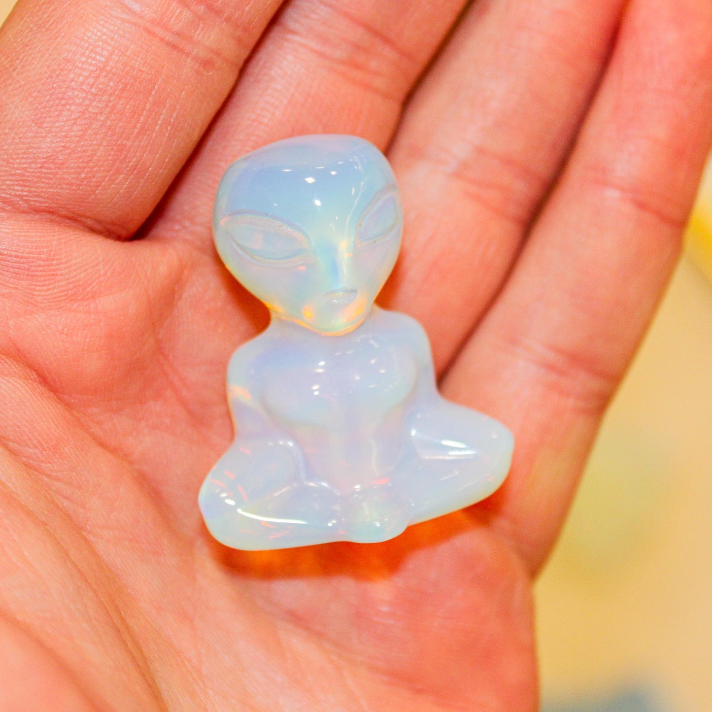 Small Opalite Alien Figurine Meditating Crystal Decor