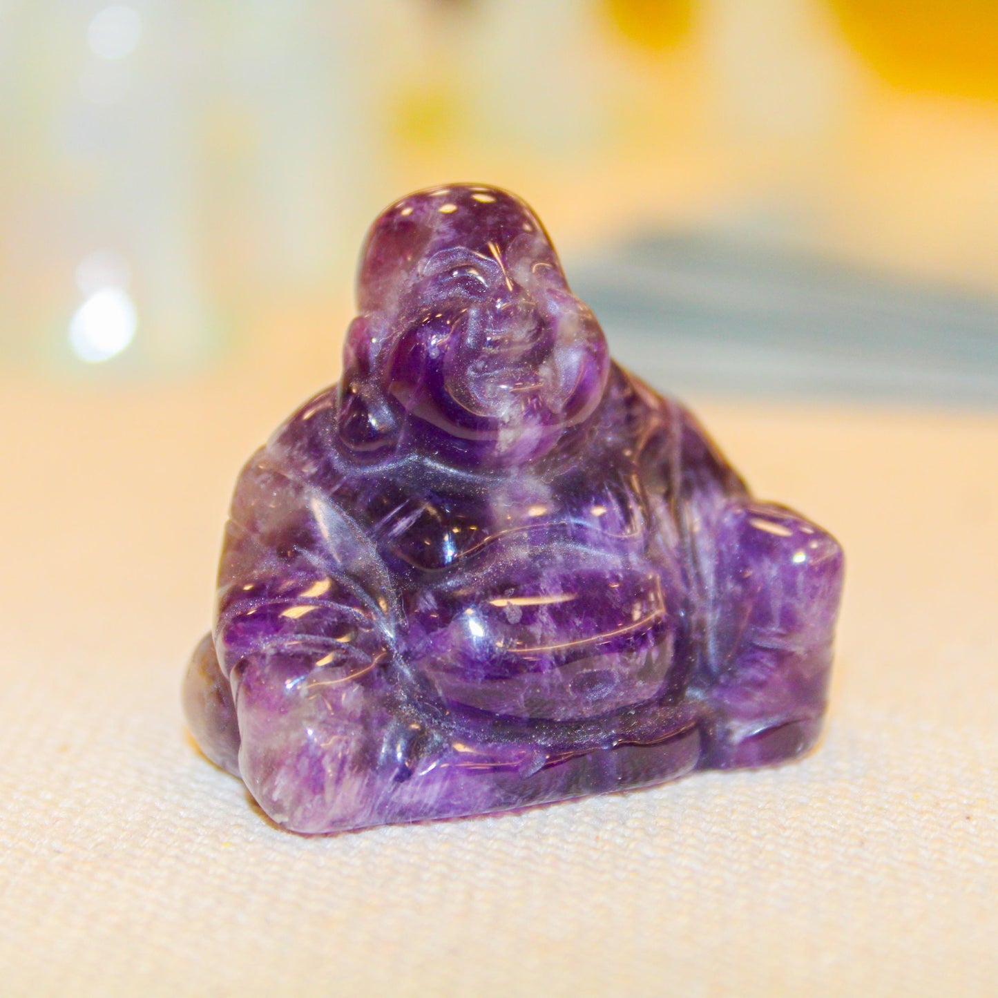 Small Amethyst Buddha Figurine Carved Healing Crystal for Serenity & Balance