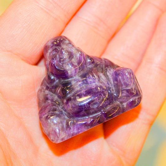 Small Amethyst Buddha Figurine  Carved Healing Crystal for Serenity & Balance