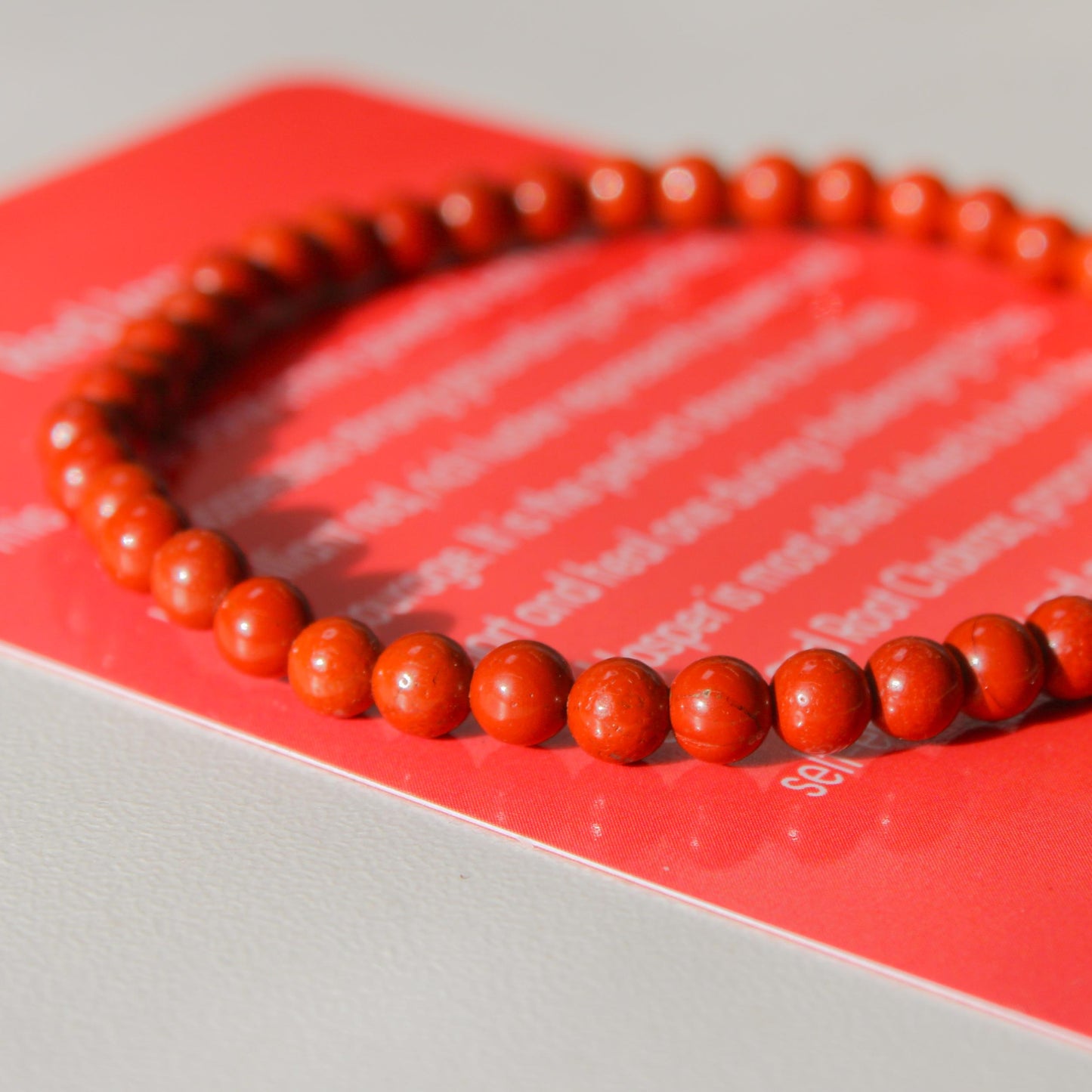 Red Jasper Healing Crystal Energy Bracelet with 4mm Natural Gemstones and 14K Gold-Filled Hypoallergenic Bead