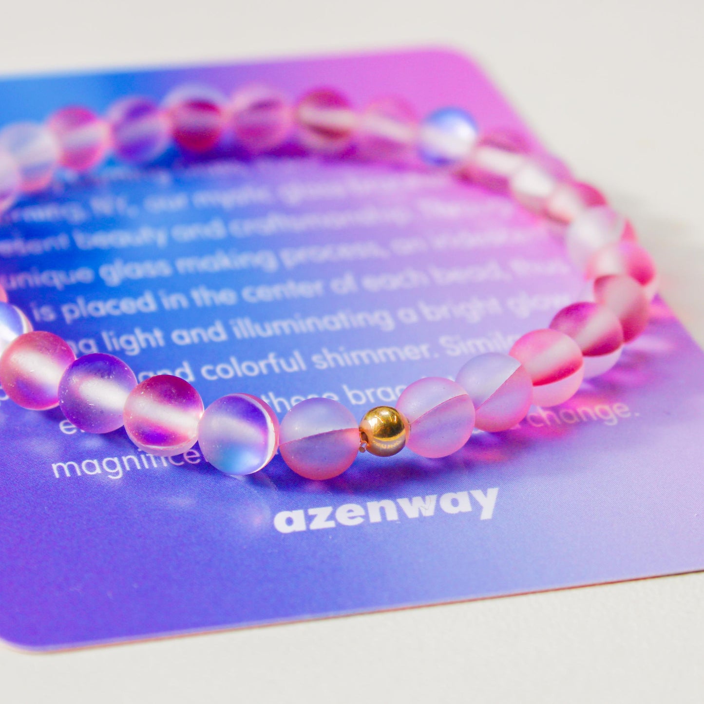 Enchanting Mystic Glass Frosted Pink Healing Bracelet Iridescent 6mm Beads with Hypoallergenic 14k Gold-Filled Accent