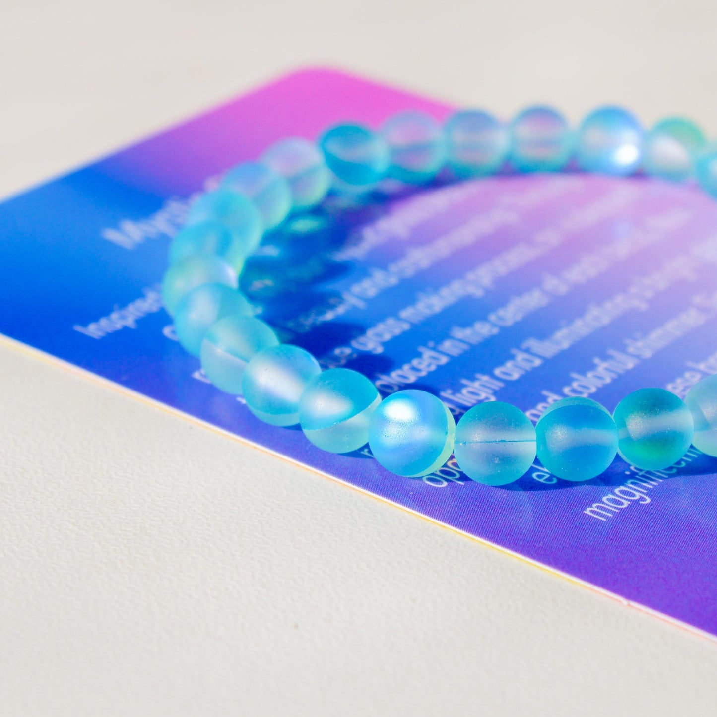 Enchanting Mystic Glass Light Blue Healing Bracelet Iridescent 6mm Beads with Hypoallergenic 925 Sterling Silver Bead