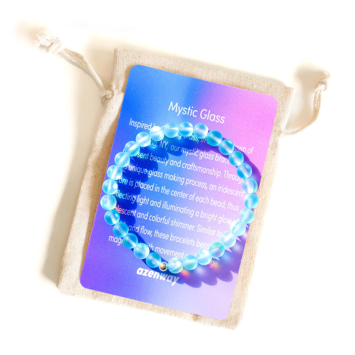 Enchanting Mystic Glass Light Blue Healing Bracelet Iridescent 6mm Beads with Hypoallergenic 925 Sterling Silver Bead