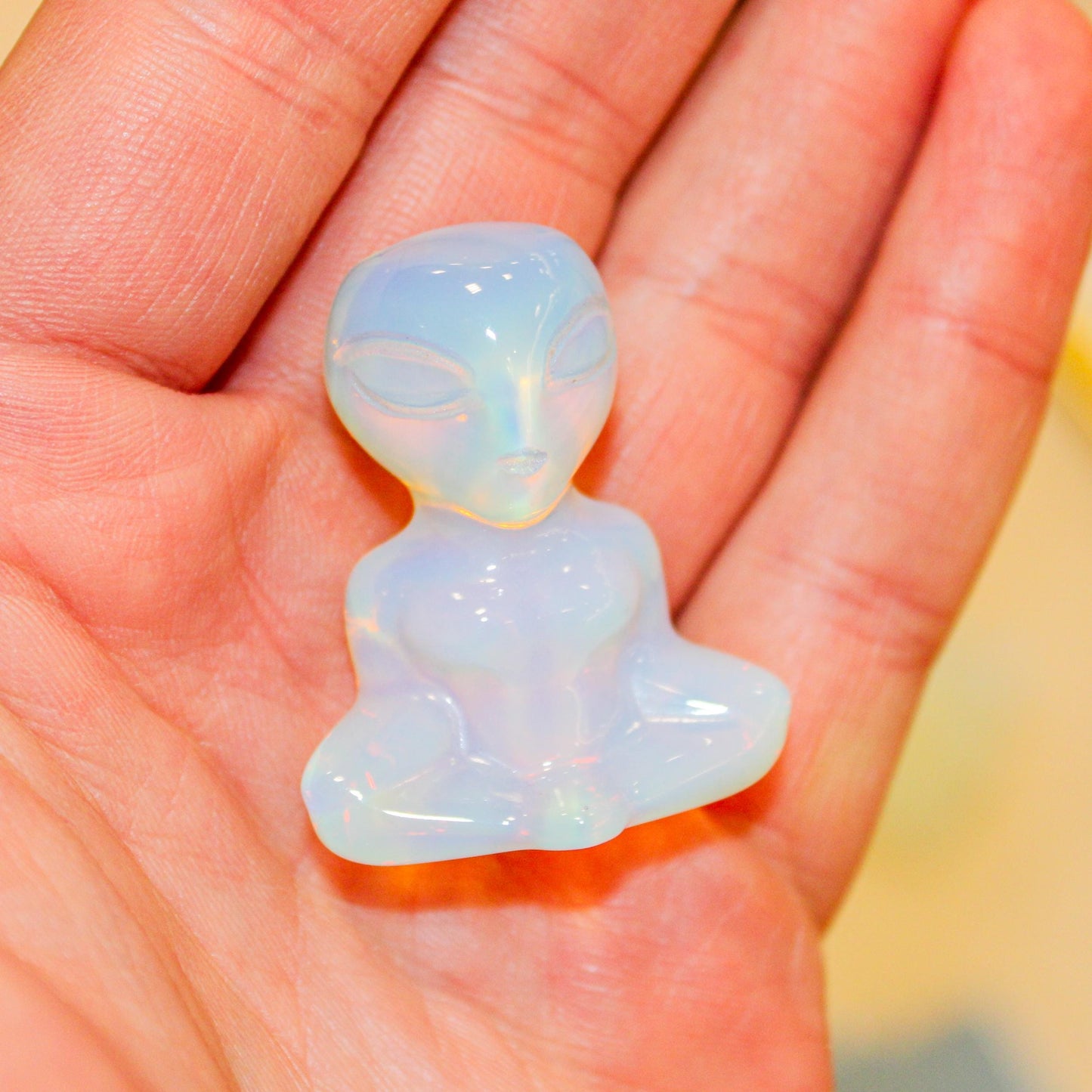Small Opalite Alien Figurine Meditating Crystal Decor