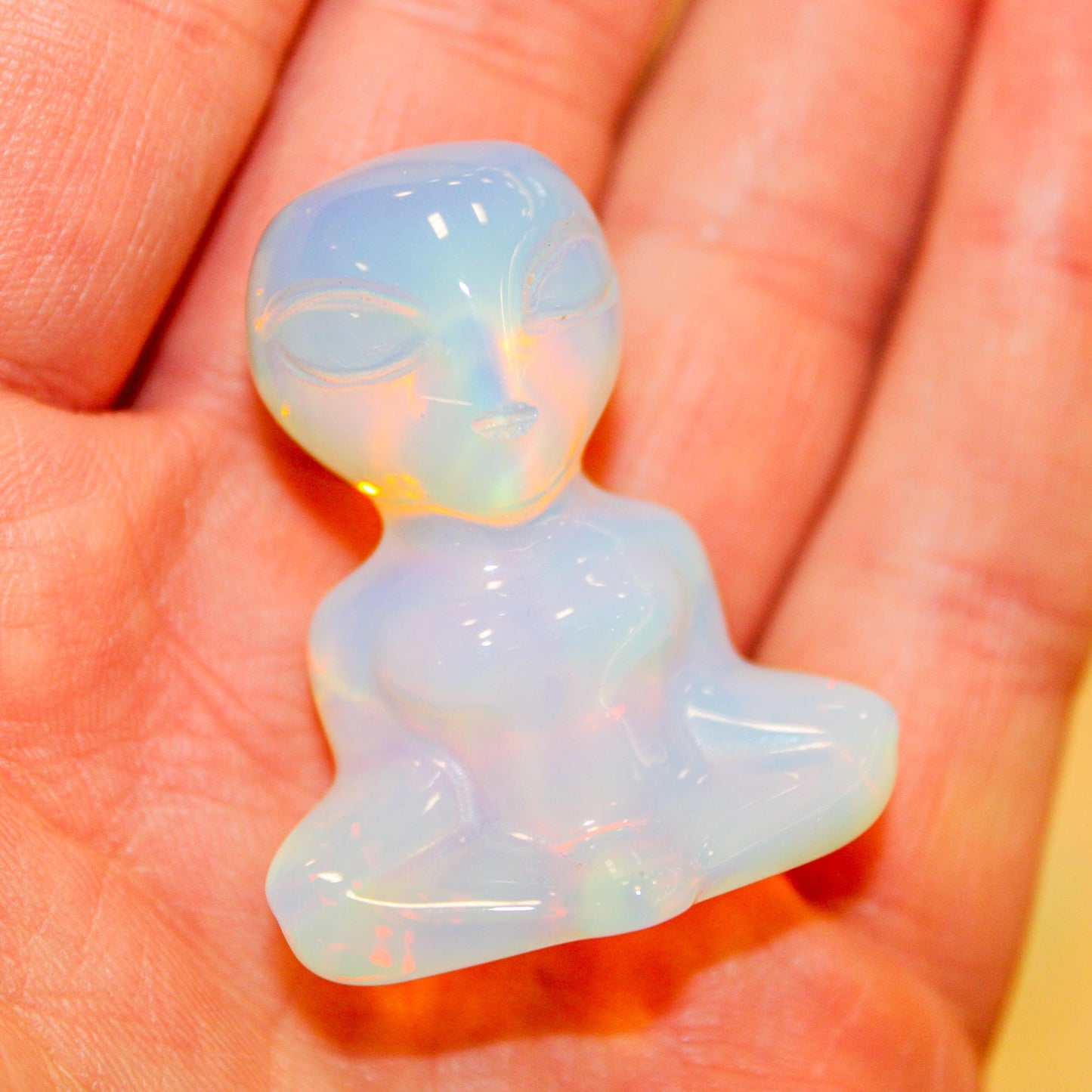 Small Opalite Alien Figurine Meditating Crystal Decor