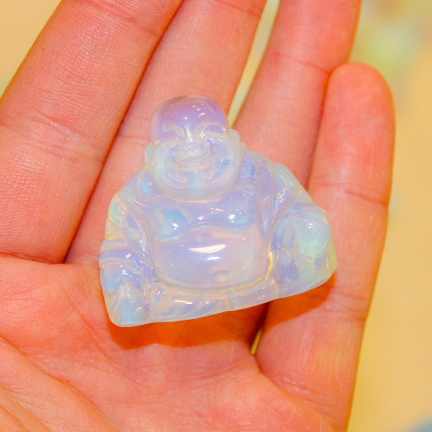 Small Opalite Buddha Figurine Carved Healing Crystal for Peace & Balance