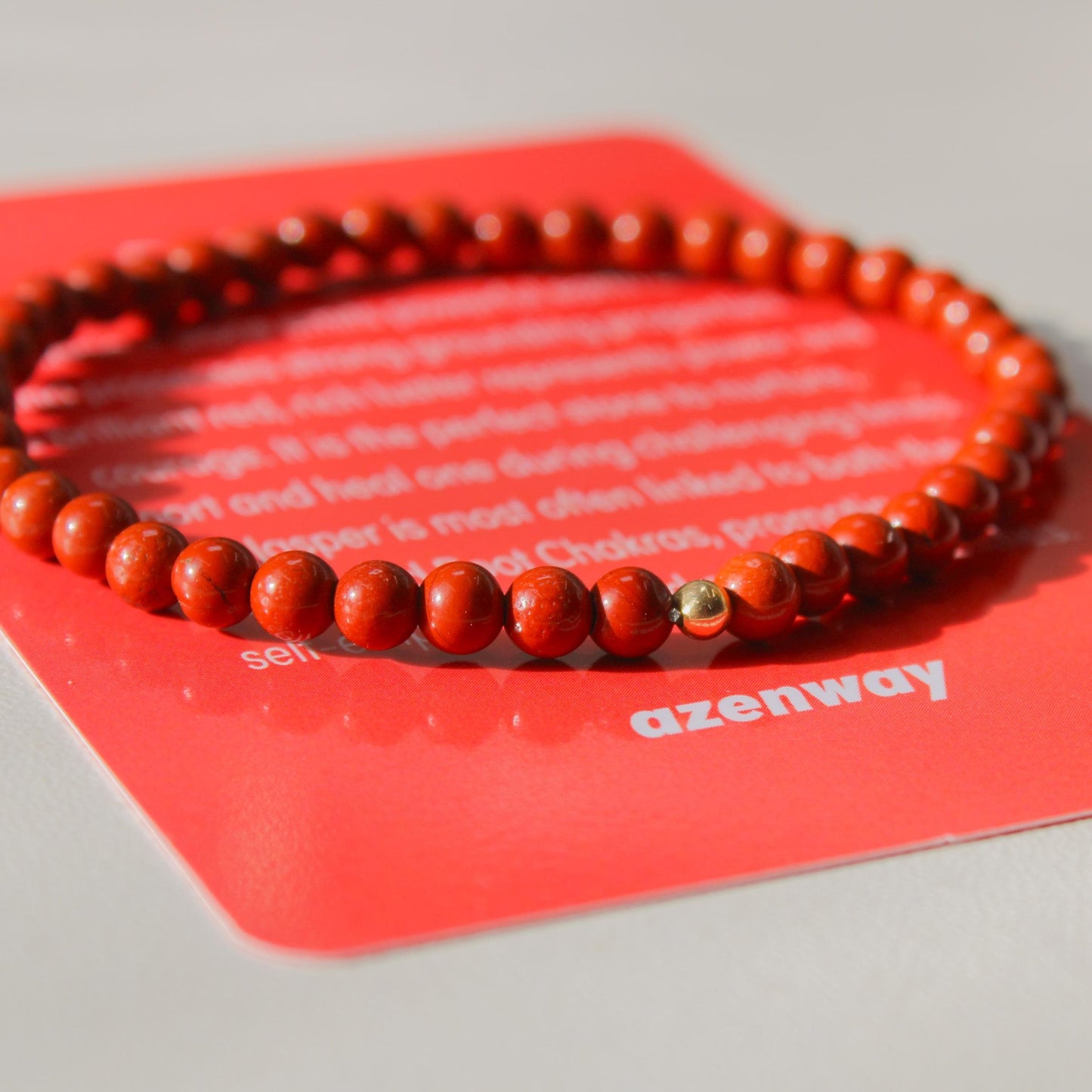 Red Jasper Healing Crystal Energy Bracelet with 4mm Natural Gemstones and 14K Gold-Filled Hypoallergenic Bead