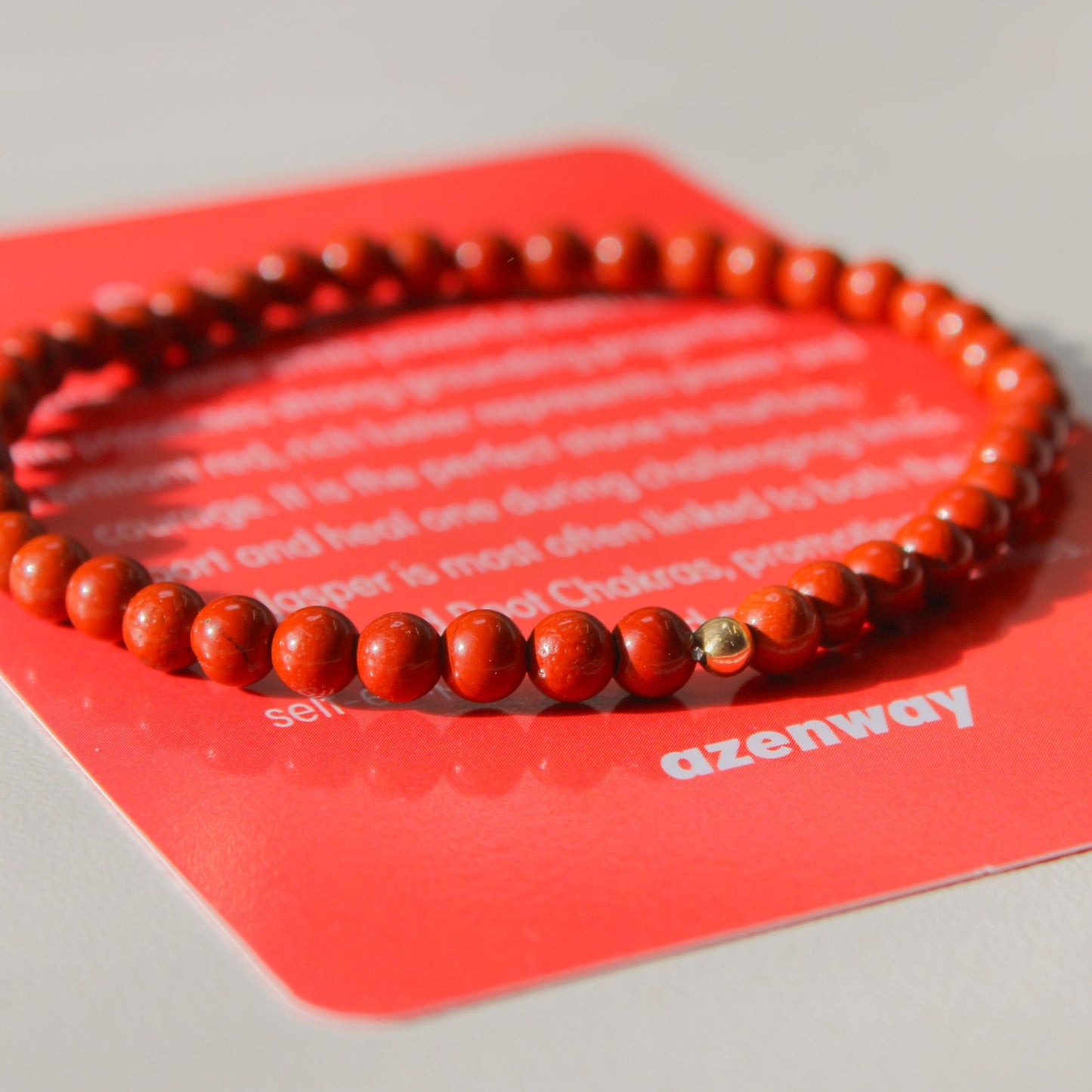 Red Jasper Healing Crystal Energy Bracelet with 4mm Natural Gemstones and 14K Gold-Filled Hypoallergenic Bead