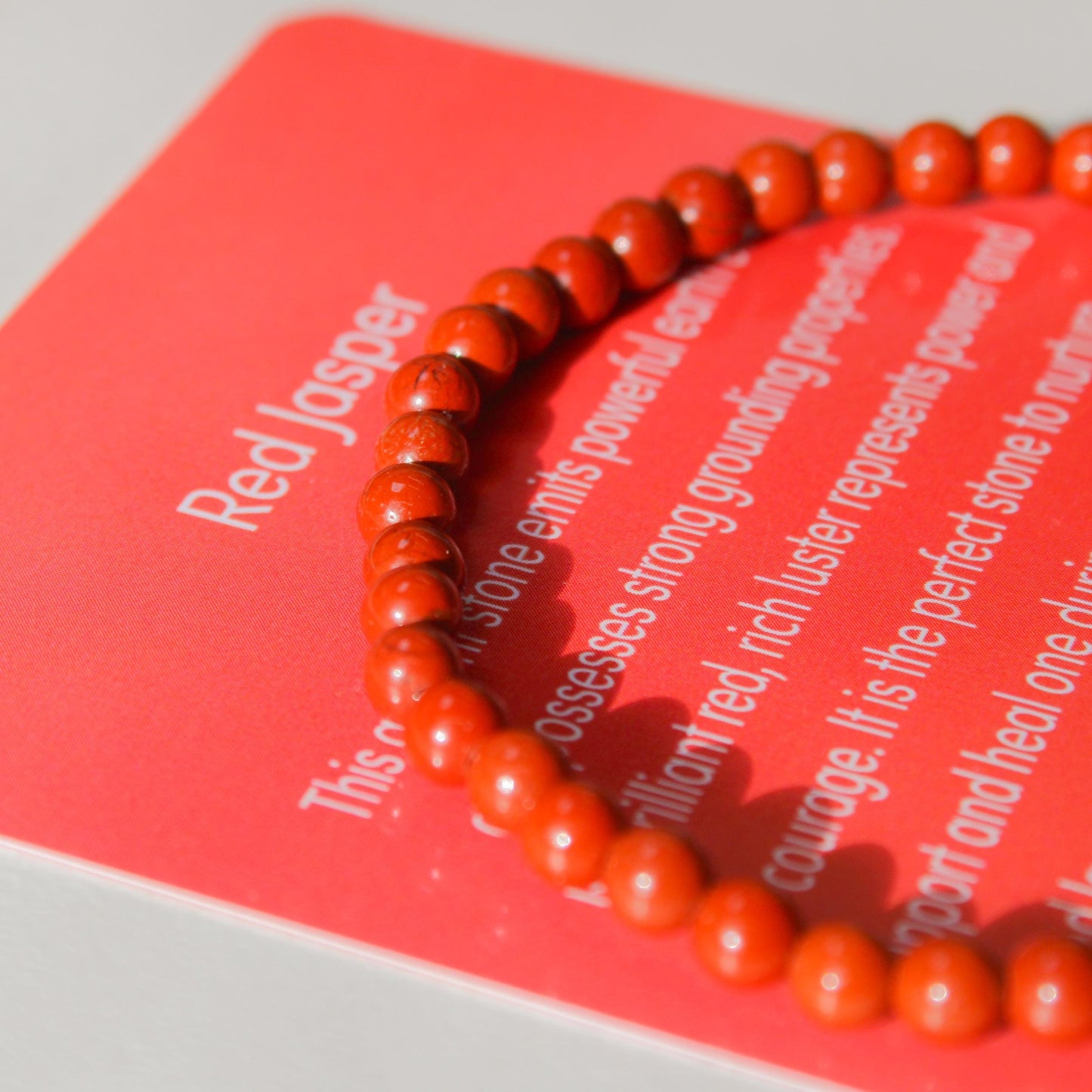 Red Jasper Healing Crystal Energy Bracelet with 4mm Natural Gemstones and 14K Gold-Filled Hypoallergenic Bead