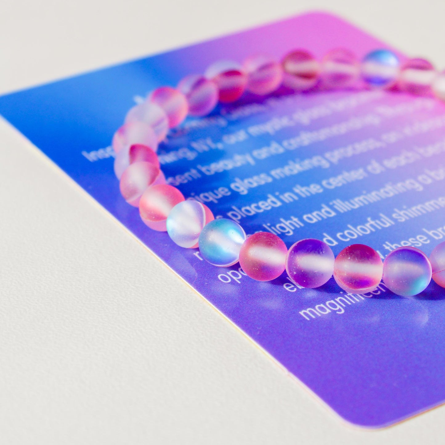 Enchanting Mystic Glass Frosted Pink Healing Bracelet Iridescent 6mm Beads with Hypoallergenic 14k Gold-Filled Accent