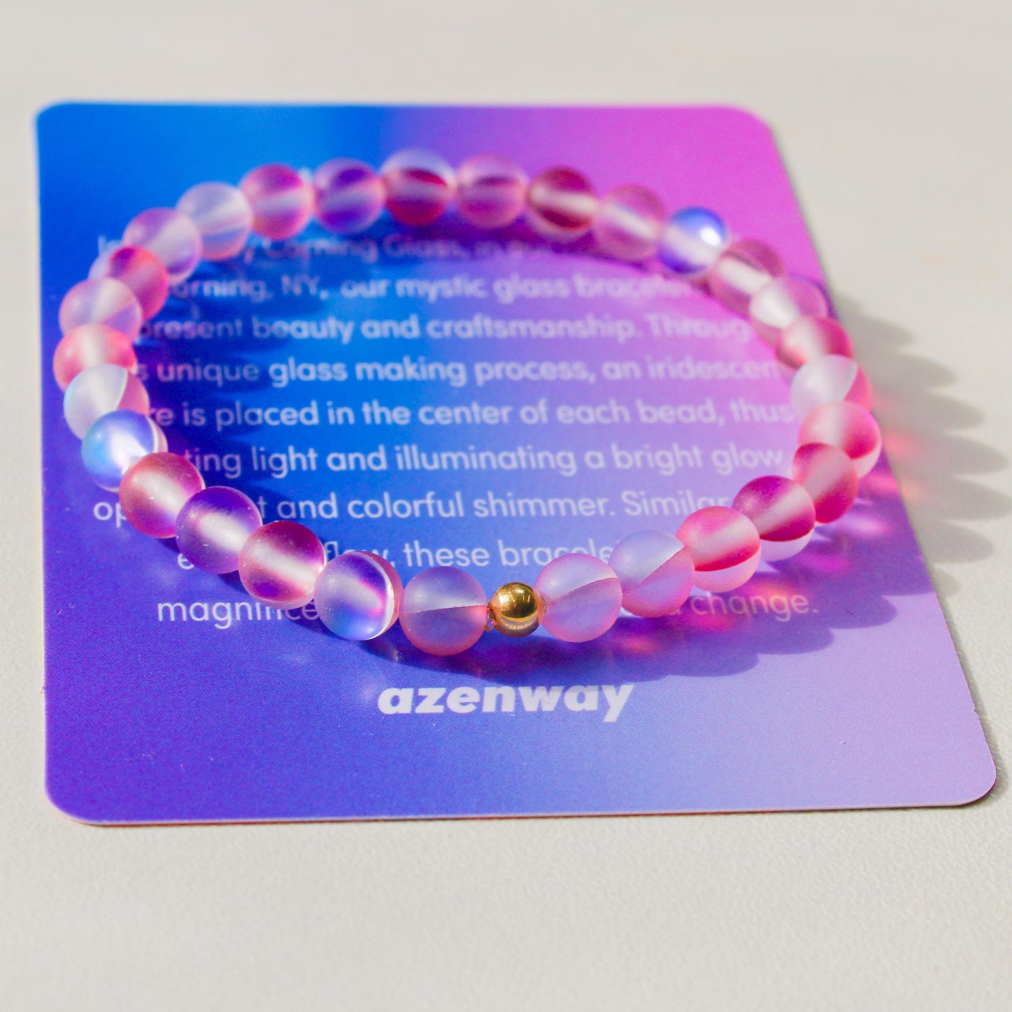 Enchanting Mystic Glass Frosted Pink Healing Bracelet Iridescent 6mm Beads with Hypoallergenic 14k Gold-Filled Accent