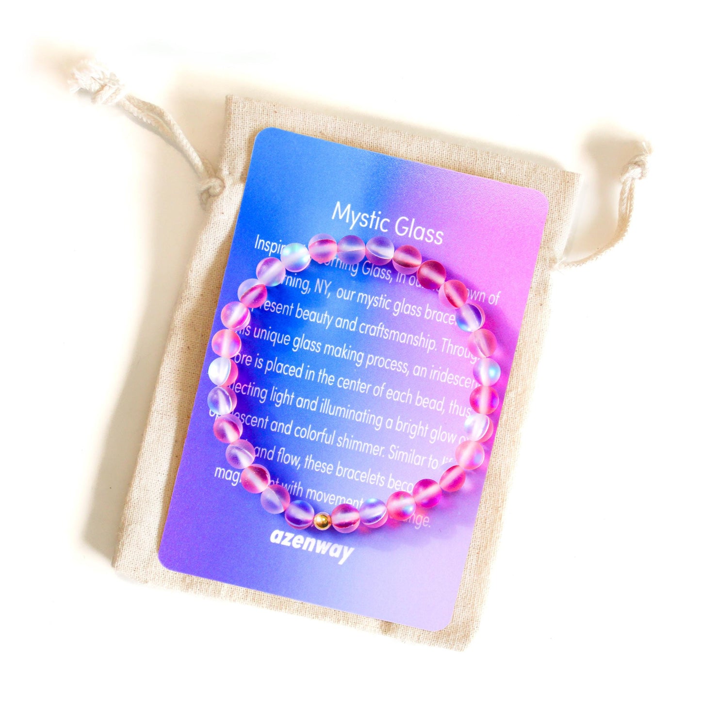 Enchanting Mystic Glass Frosted Pink Healing Bracelet Iridescent 6mm Beads with Hypoallergenic 14k Gold-Filled Accent