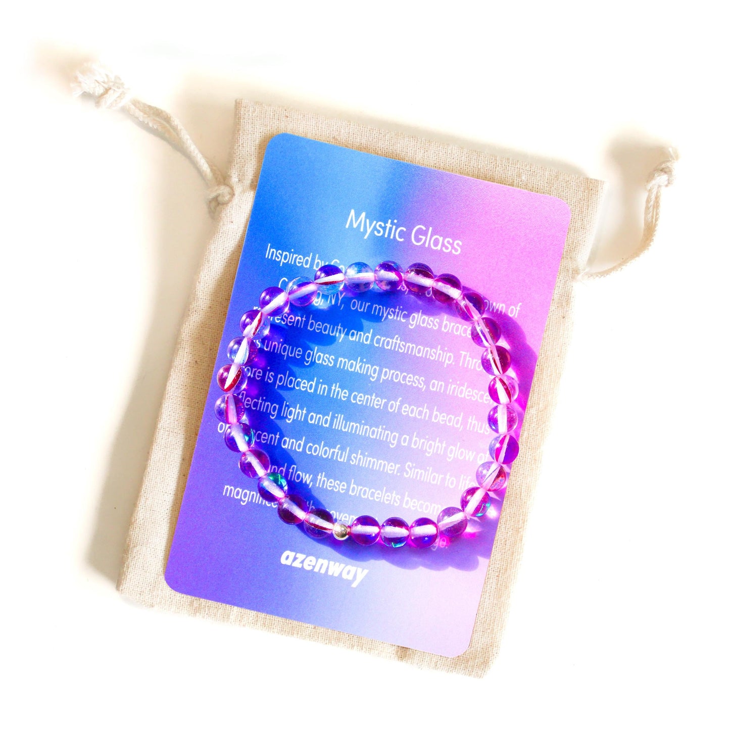 Enchanting Mystic Glass Purple Healing Bracelet Iridescent 6mm Beads with Hypoallergenic 925 Sterling Silver Bead