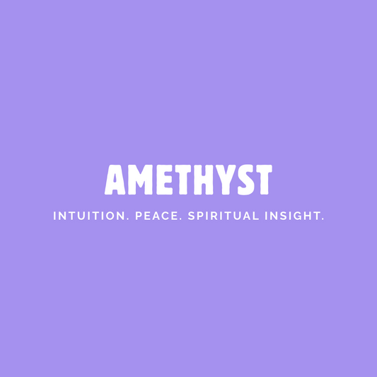 Amethyst crystal meaning graphic with text: Intuition, Peace, Spiritual Insight - Azenway