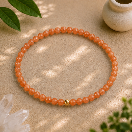 Orange Aventurine Bracelet | Gold or Silver Accent