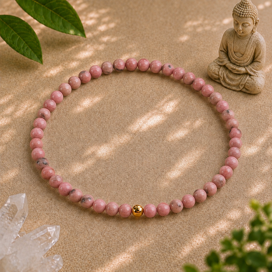 Rhodonite Bracelet | Gold or Silver Accent