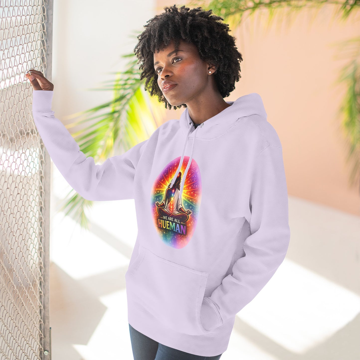 We Are All Hueman Rainbow Aura Hoodie – Unity • Presence • Love