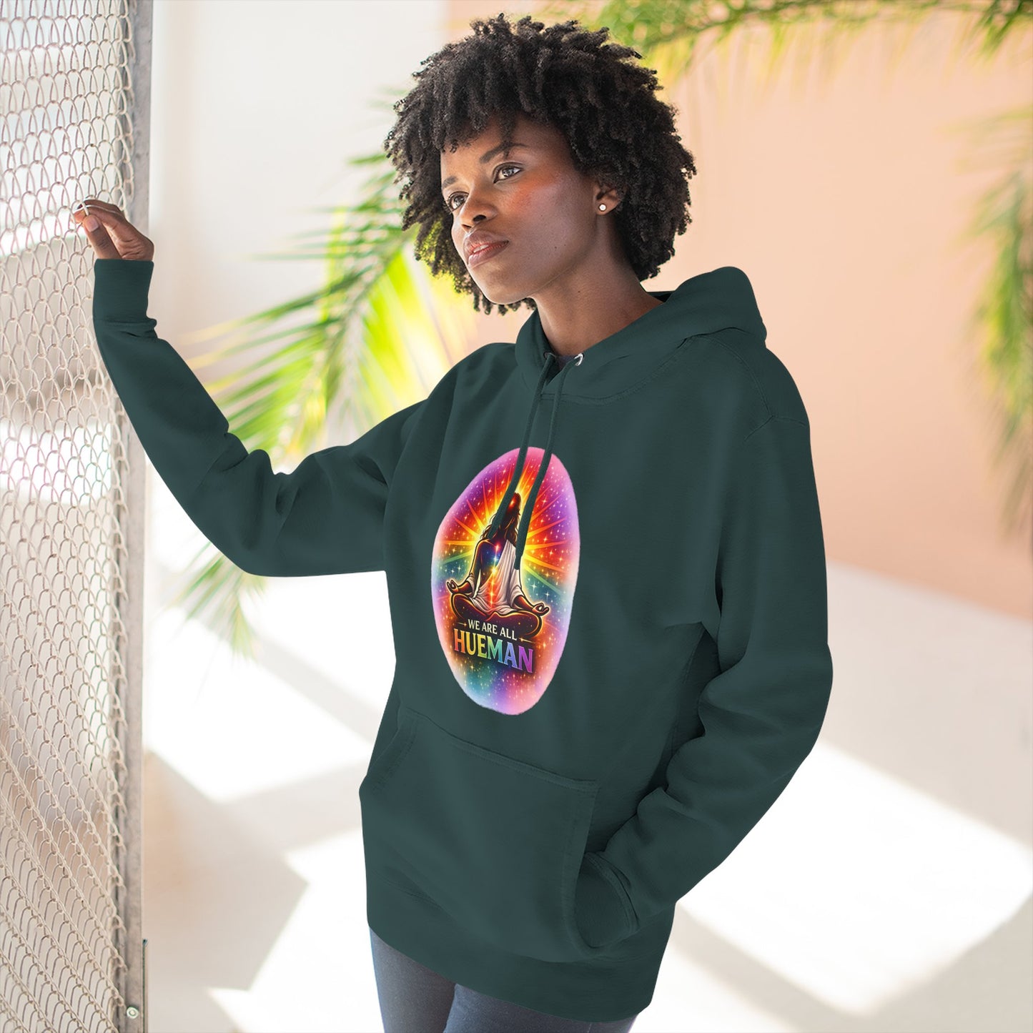 We Are All Hueman Rainbow Aura Hoodie – Unity • Presence • Love