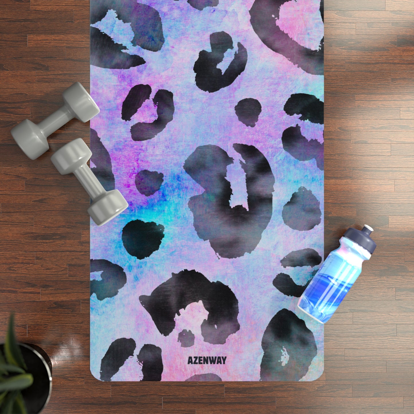 Watercolor Leopard Yoga Mat – Pastel Aura Animal Print Non-Slip Mat