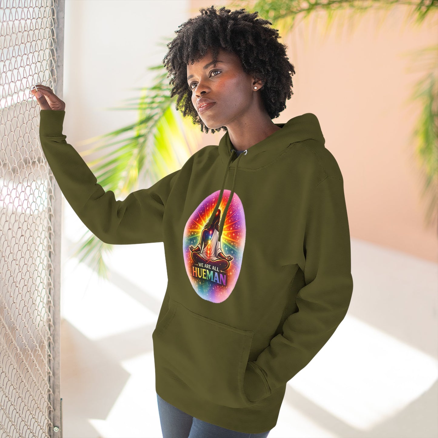 We Are All Hueman Rainbow Aura Hoodie – Unity • Presence • Love