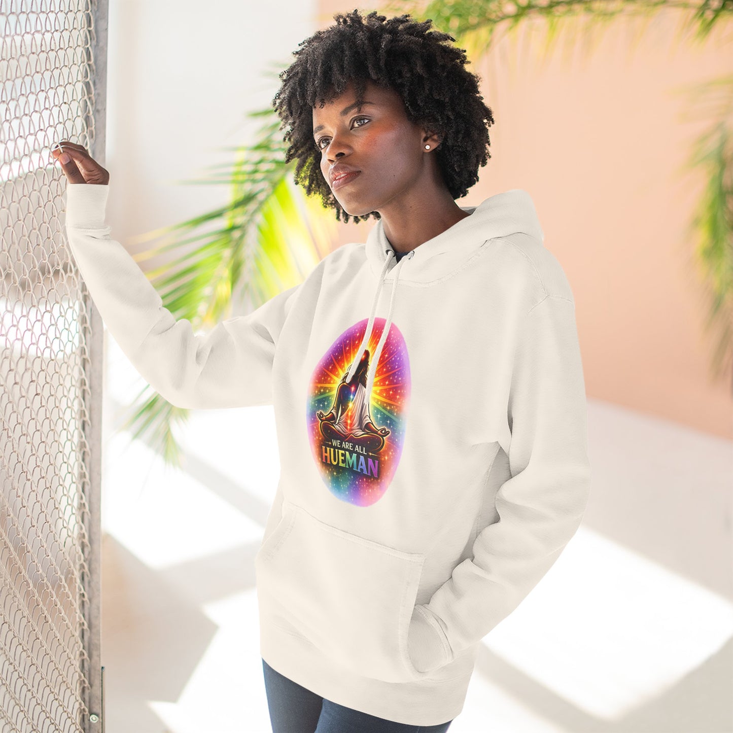 We Are All Hueman Rainbow Aura Hoodie – Unity • Presence • Love