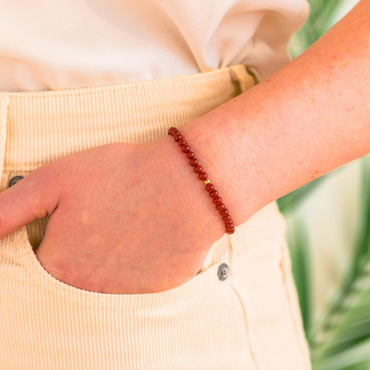 Red Carnelian Crystal Energy Bracelet with Hypoallergenic 14k Gold Filled Bead