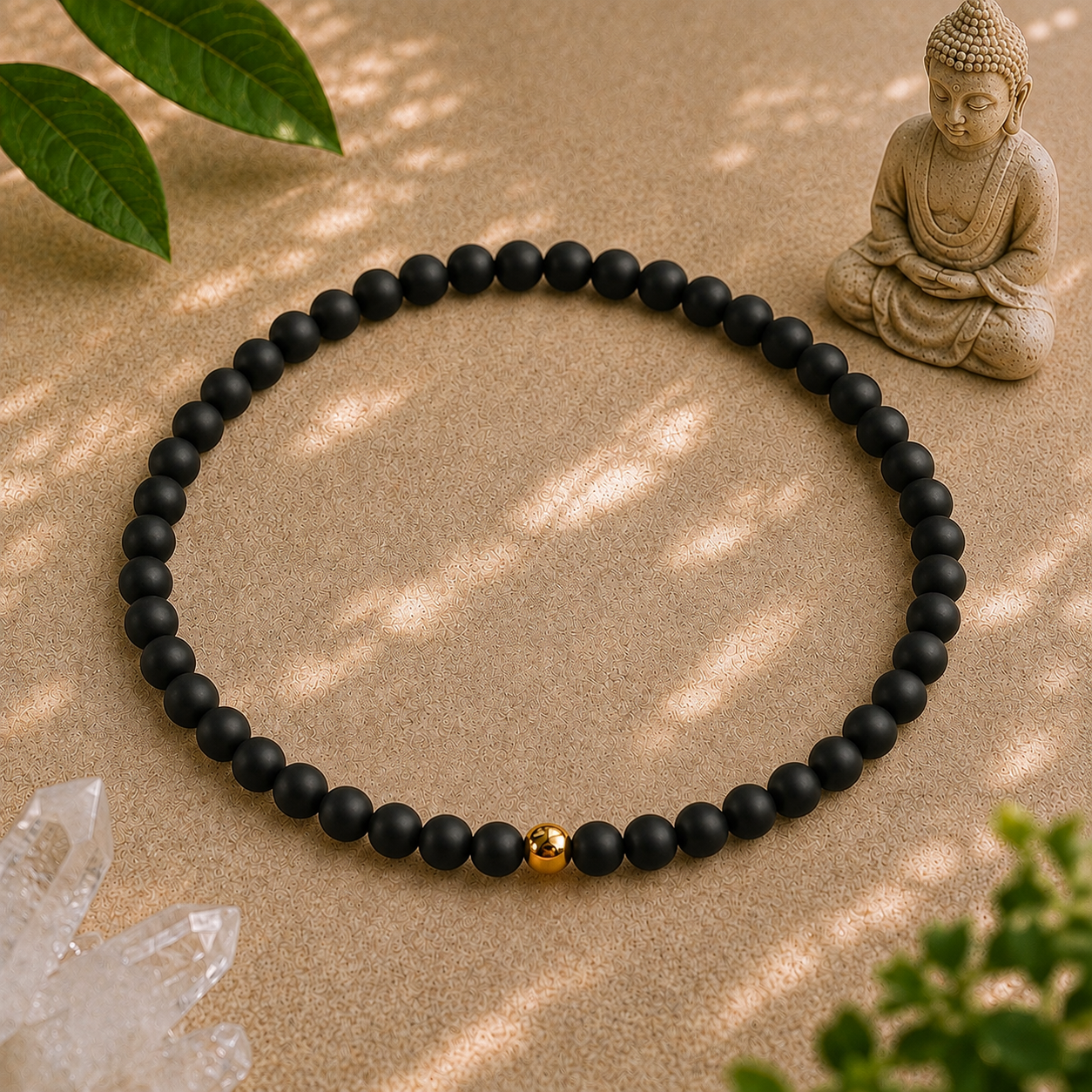 Matte Black Onyx Bracelet | Gold or Silver Accent