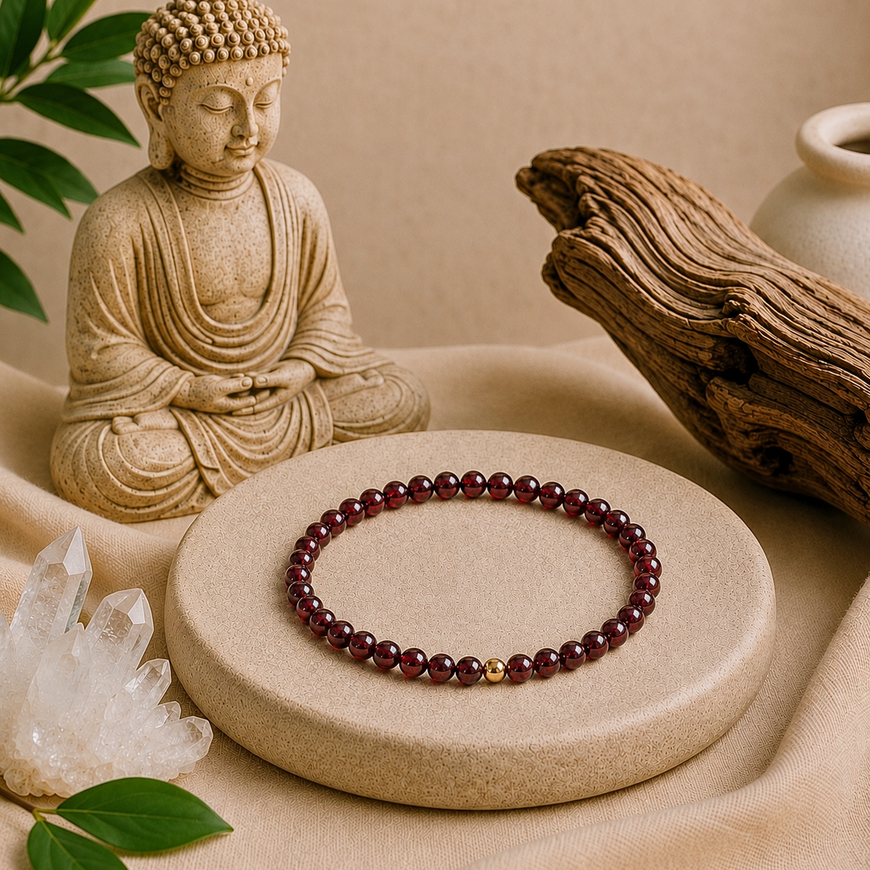 Garnet Bracelet | Gold or Silver Accent