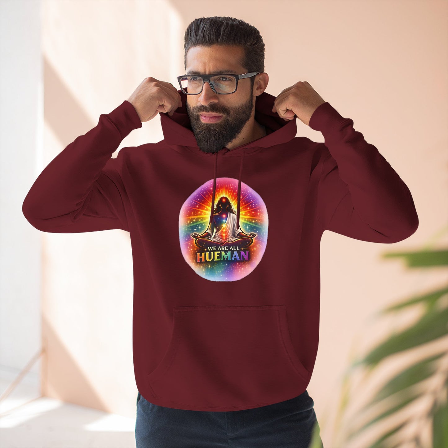 We Are All Hueman Rainbow Aura Hoodie – Unity • Presence • Love