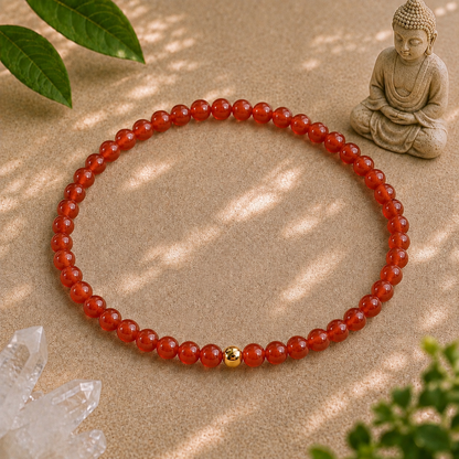 Red Carnelian Bracelet | Gold or Silver Accent