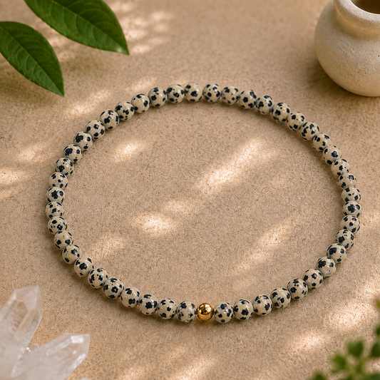 Dalmatian Jasper Bracelet | Gold or Silver Accent