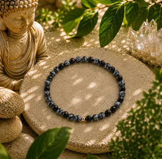Snowflake Obsidian Bracelet | Gold or Silver Accent