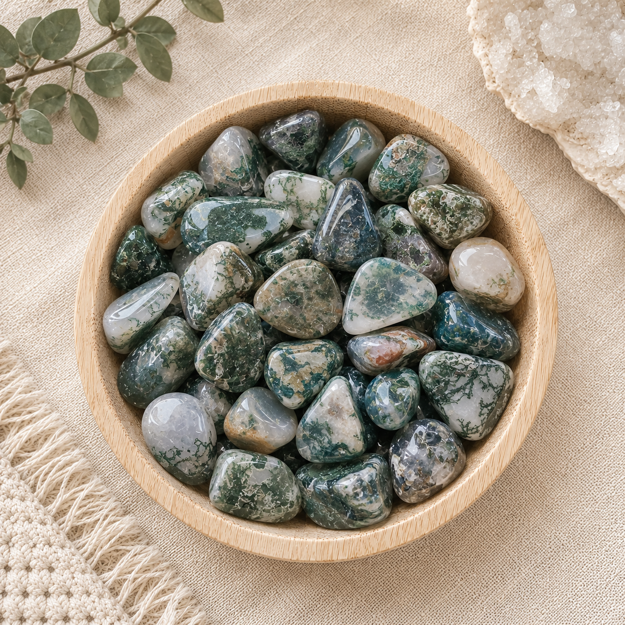 Moss Agate Tumbled Stone