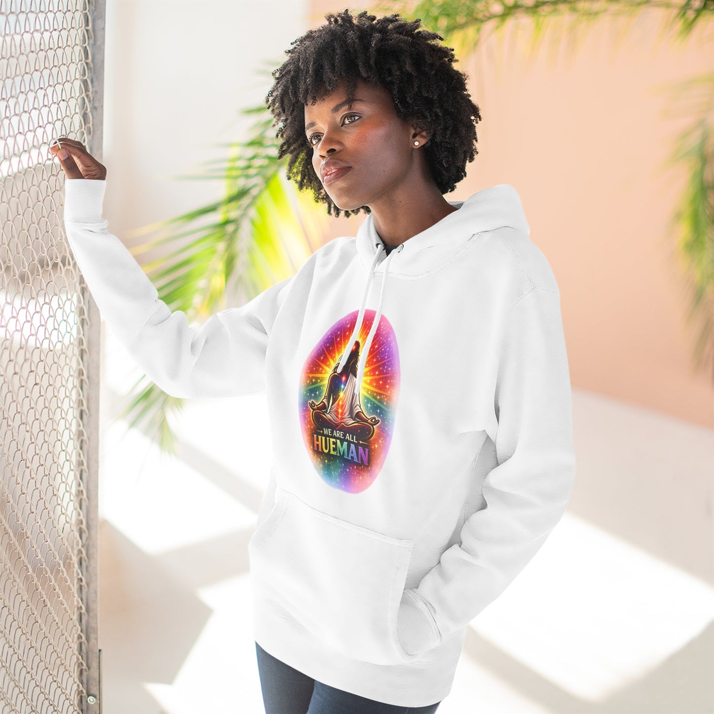 We Are All Hueman Rainbow Aura Hoodie – Unity • Presence • Love