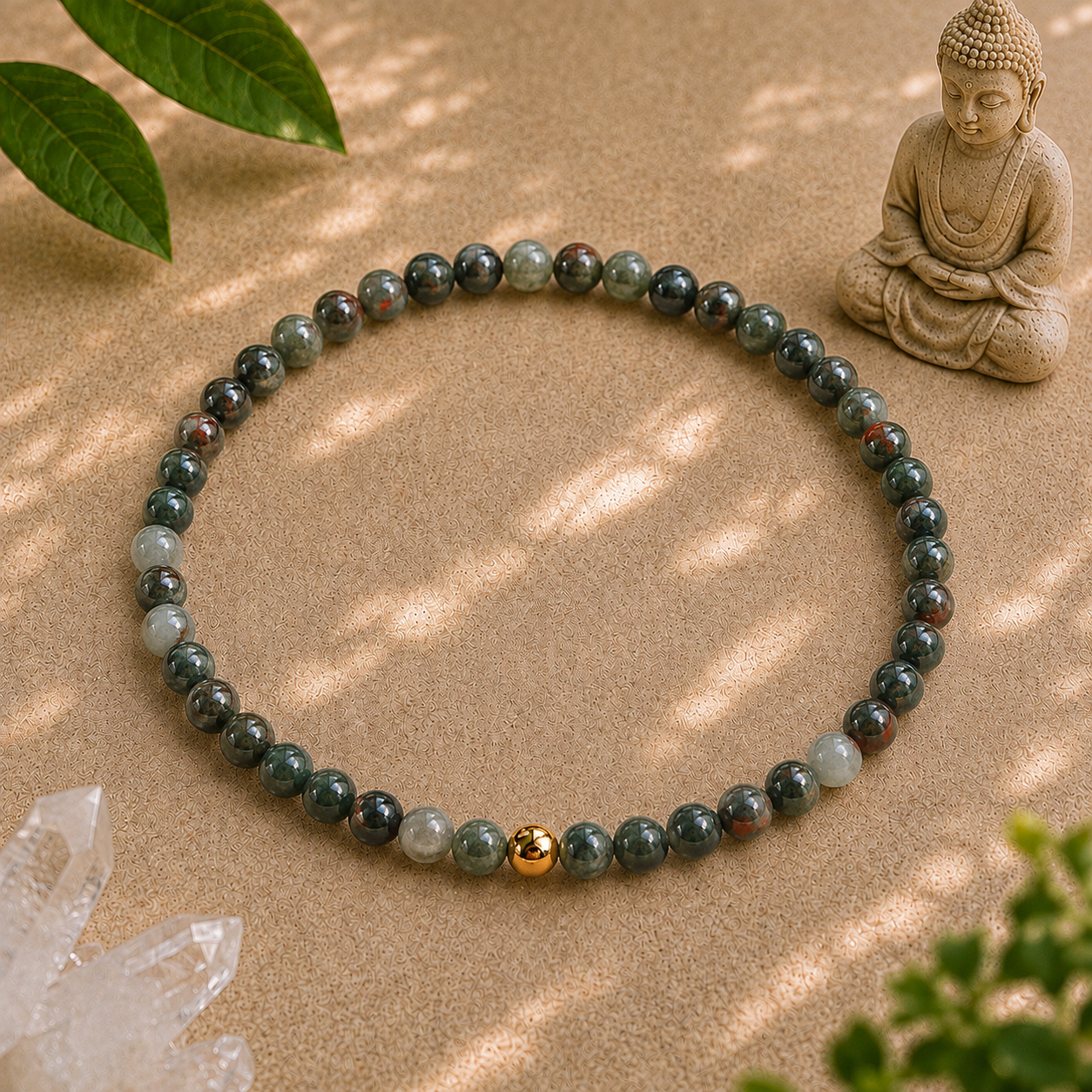 Bloodstone Bracelet | Gold or Silver Accent