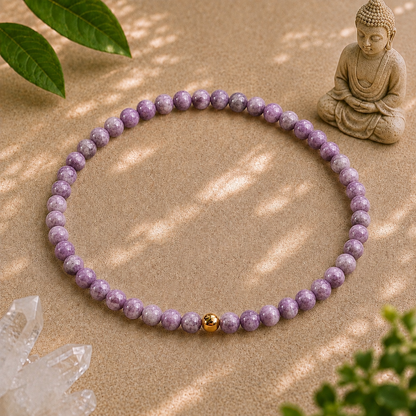Lepidolite Bracelet | Gold or Silver Accent