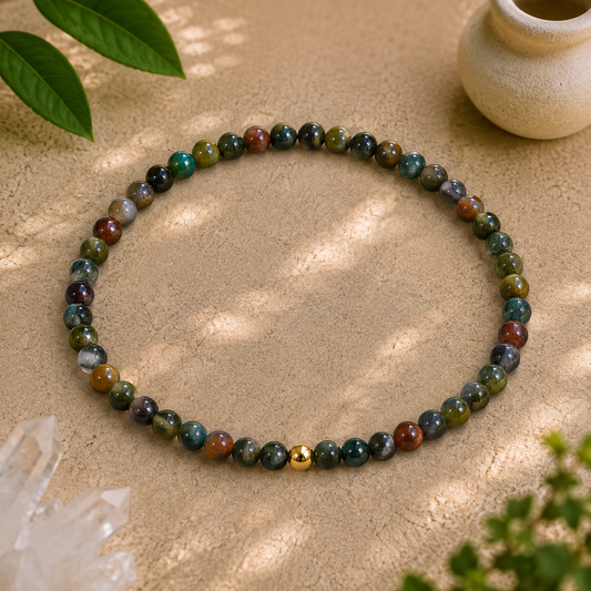 Indian Agate Bracelet | Gold or Silver Accent