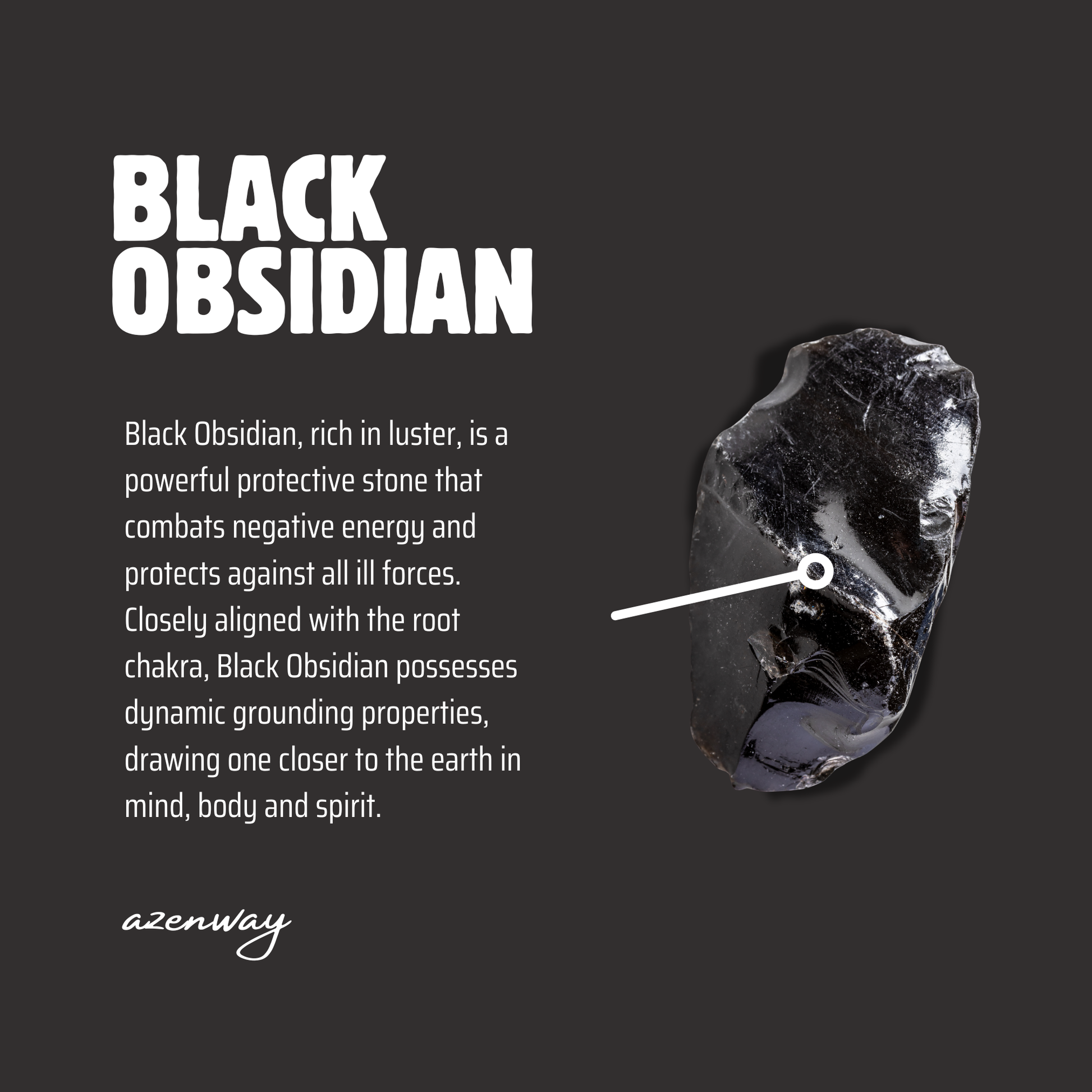 Discover the meaning of Black Obsidian — a powerful protection stone known for grounding, shielding, and clearing negative energy. Explore its Root Chakra symbolism with Azenway.