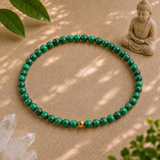 Malachite Bracelet | Gold or Silver Accent