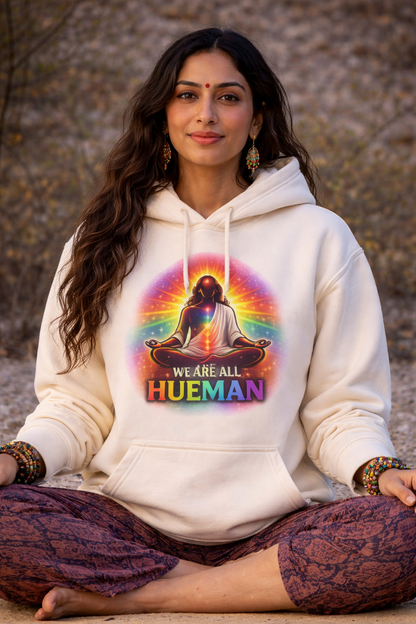 We Are All Hueman Rainbow Aura Hoodie – Unity • Presence • Love