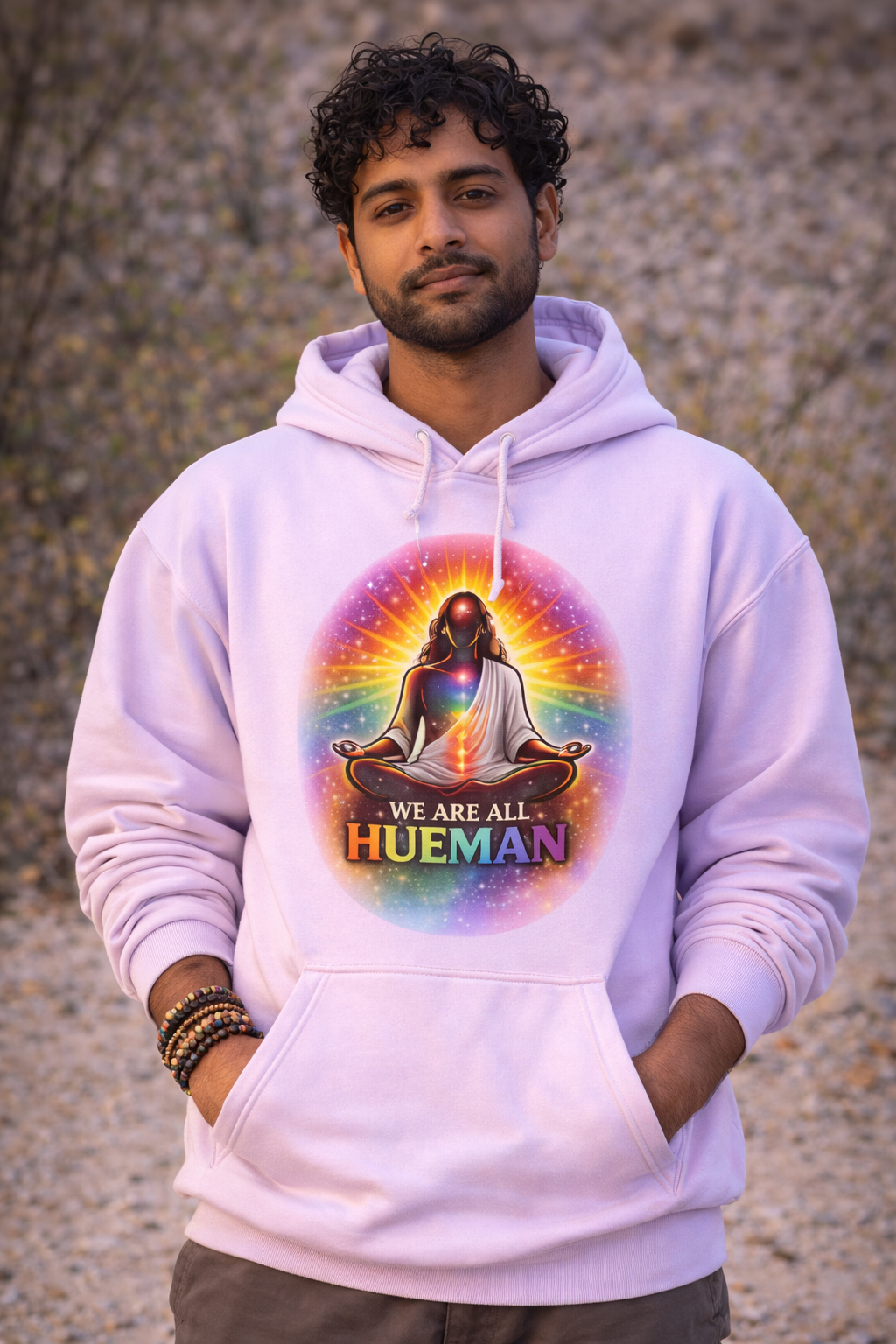 We Are All Hueman Rainbow Aura Hoodie – Unity • Presence • Love