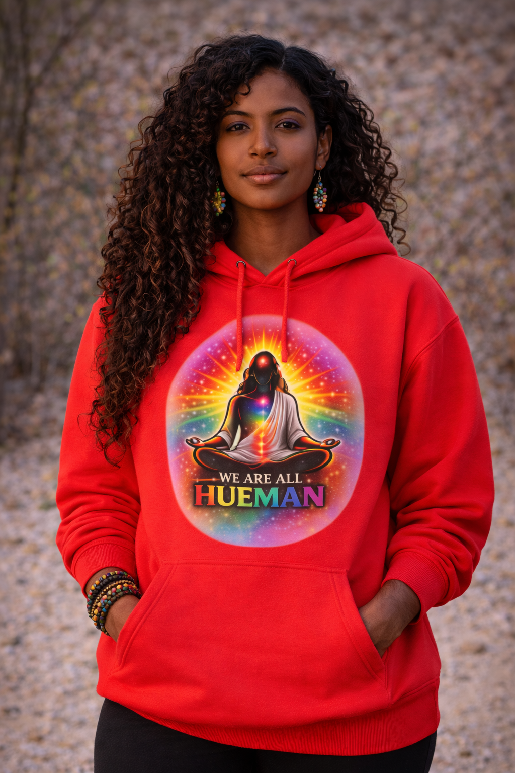 We Are All Hueman Rainbow Aura Hoodie – Unity • Presence • Love