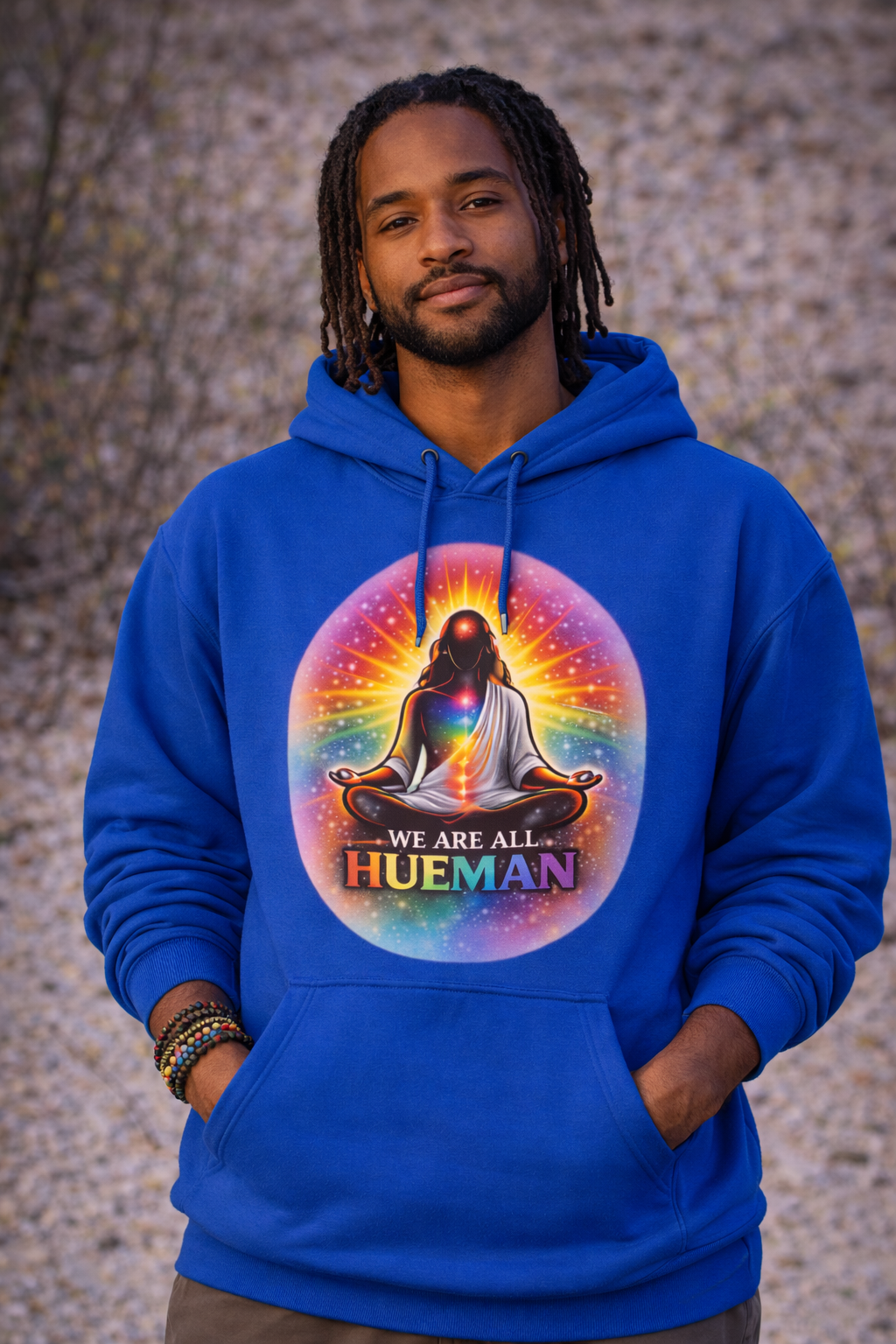 We Are All Hueman Rainbow Aura Hoodie – Unity • Presence • Love